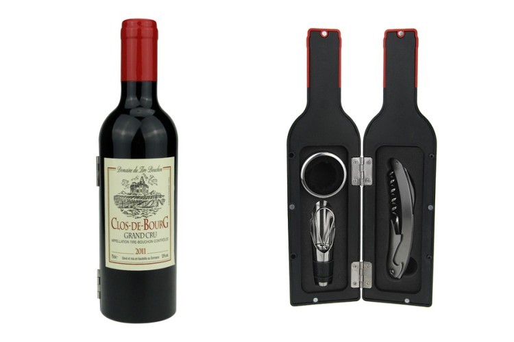 Винный набор 3 пр. Бутылка глянцевая с красной пробкой Wine Tools ( WT608005SR-AL )