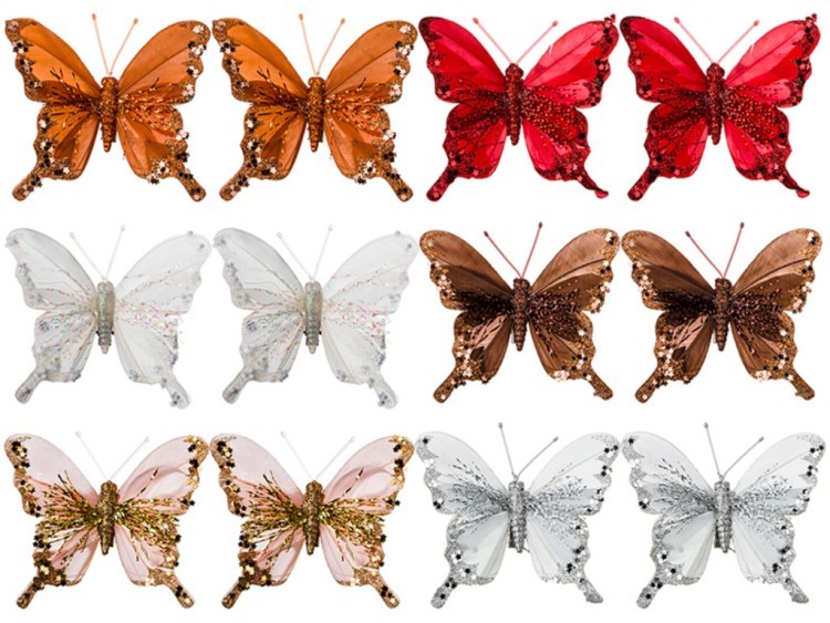 Комплект из 12-ти декоративных изделий на клипсе "бабочки" 10 см. 6 видов Lefard (241-1902)