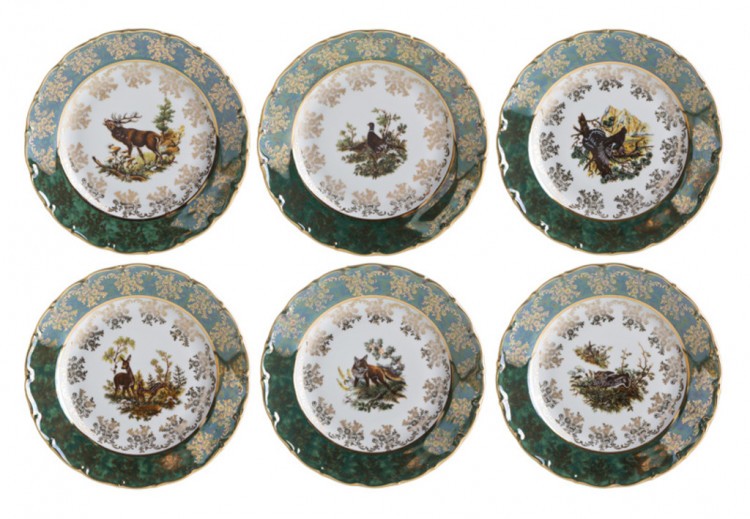 Набор тарелок из 6 шт."зеленая охота" диаметр=21 см. Moritz Zdekauer (655-196) 