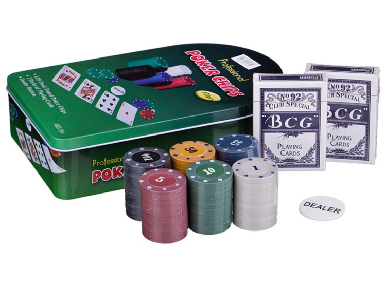 Игра для взрослых "казино" 15*24*6 см 120 фишек + 2 колоды карт (кор=20шт.) Polite Crafts&gifts (446-302)