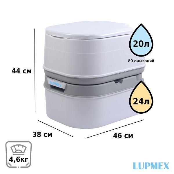 Биотуалет Lupmex белый с серым с индикатором 79002 (96207)