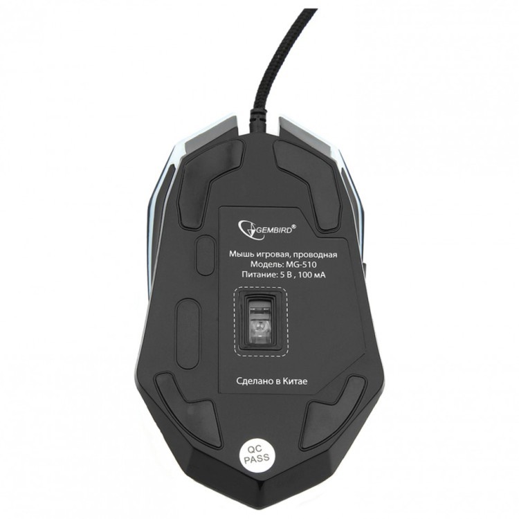 Мышь проводная игровая GEMBIRD MG-510 USB 5 кнопок + 1 колесо-кнопка оптическая черная 512659 (1) (94377)