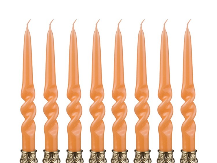 Набор свечей из 8 шт."альфа" лакированный, оранжевый высота=23 см (кор=6набор.) Adpal (348-087)