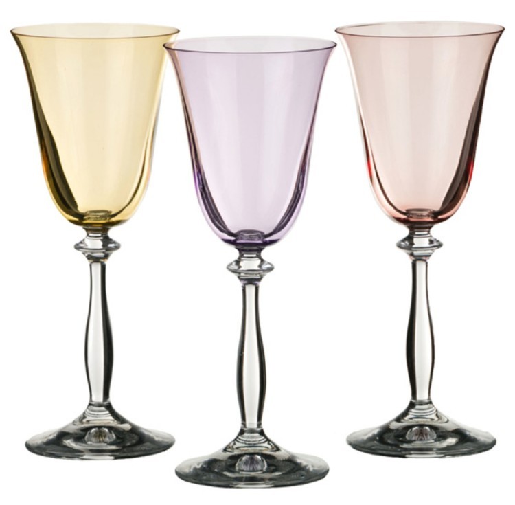 Набор бокалов для вина из 6 шт."анжела микс" 250 мл..высота=21 см. Crystalex Cz (674-378) 