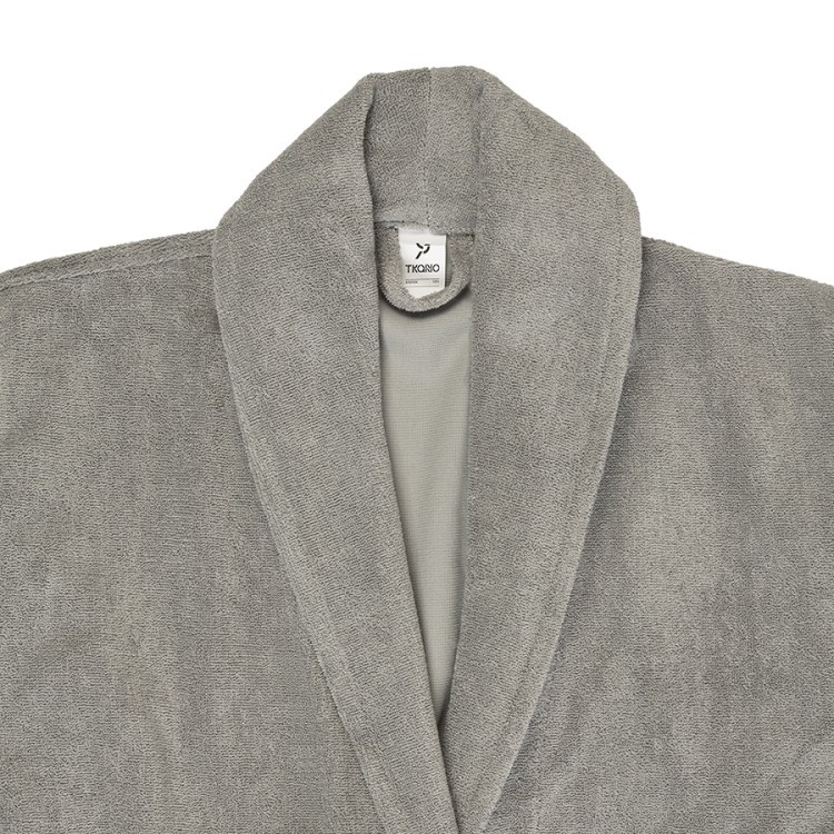 Халат махровый из чесаного хлопка серого цвета из коллекции essential, размер l (75420)