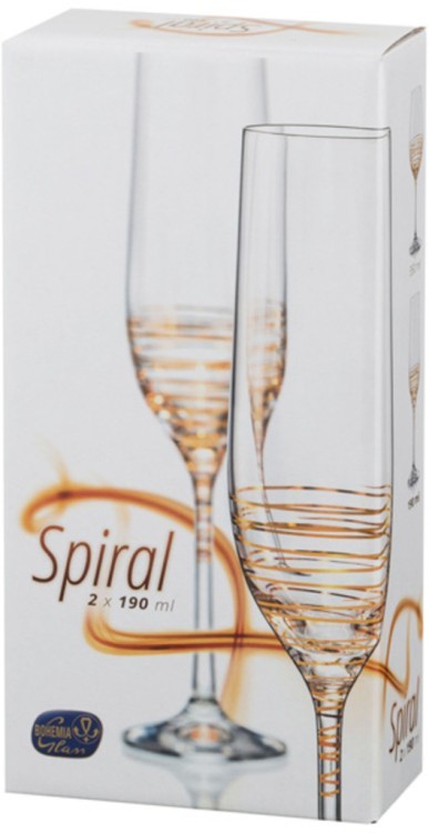 Набор бокалов для шампанского из 2 шт. "spiral" 190 мл. высота=23 см. Bohemia Crystal (674-550)