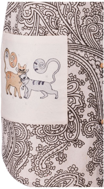 Фартук-рубашка "парочка кошек", беж, вышивка, кружево,100% х/б Оптпромторг Ооо (850-827-77) 