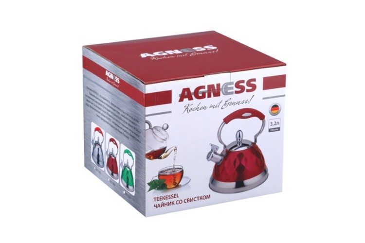 Чайник со свистком 3.2 л. нжс,индукц. энергосбер.капсульное дно Agness (937-005)