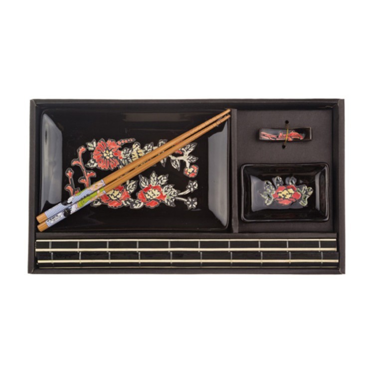 Набор для суши 5 предметов: соусник, блюдо, подставка под палочки,салфетка бамбук, палочки бамбук (к Hebei Grinding (31-206) 