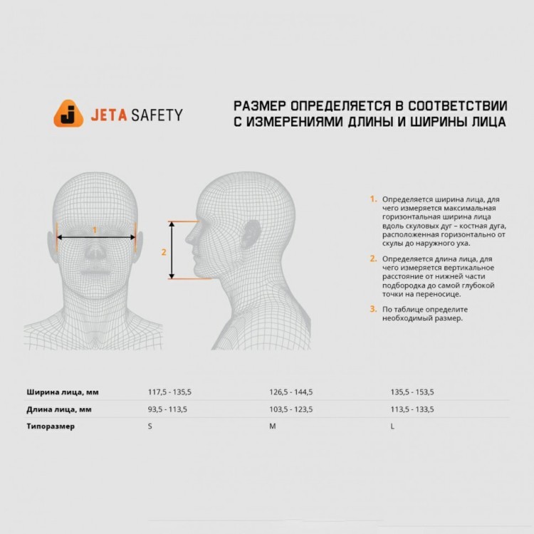 Полумаска фильтрующая Jeta Safety 5500P без фильтров размер М 5500P-M 610897 (1) (96016)