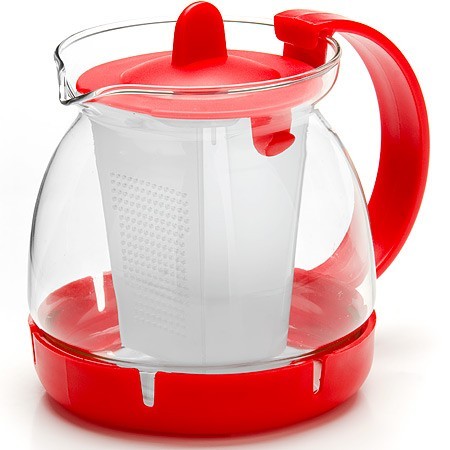 Заварочный чайник КРАСНЫЙ стекло 0,8л сито Mayer&Boch (26175-1)