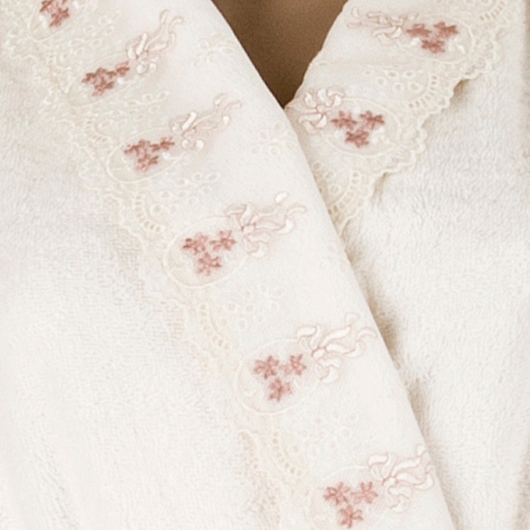 Халат махровый zumbul  , 100% хлопок , размер 44-46, крем/гр розовый Elwin Tekstil (835-002) 