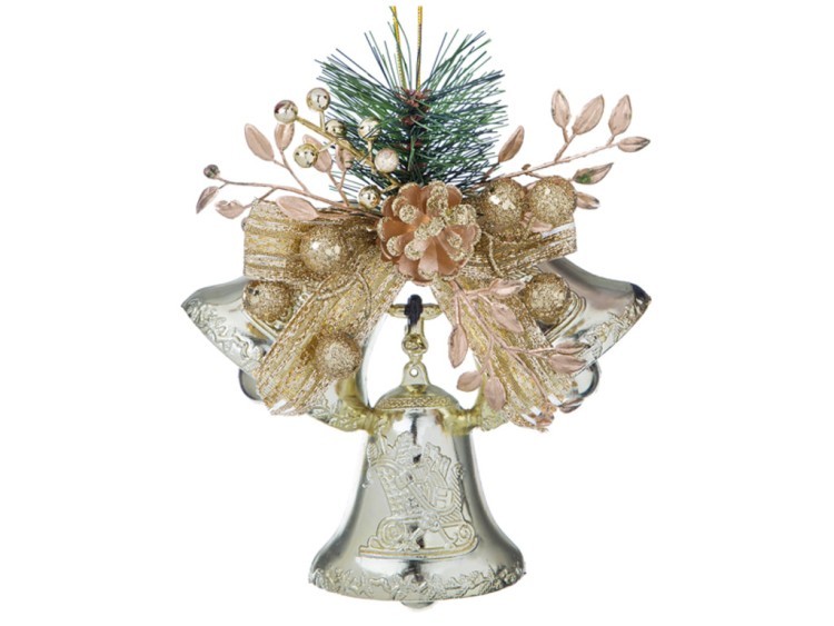 Декоративное изделие "подвеска на елку "колокольчики золотые" 16 см (кор=144 шт.) Polite Crafts&gifts (160-189)