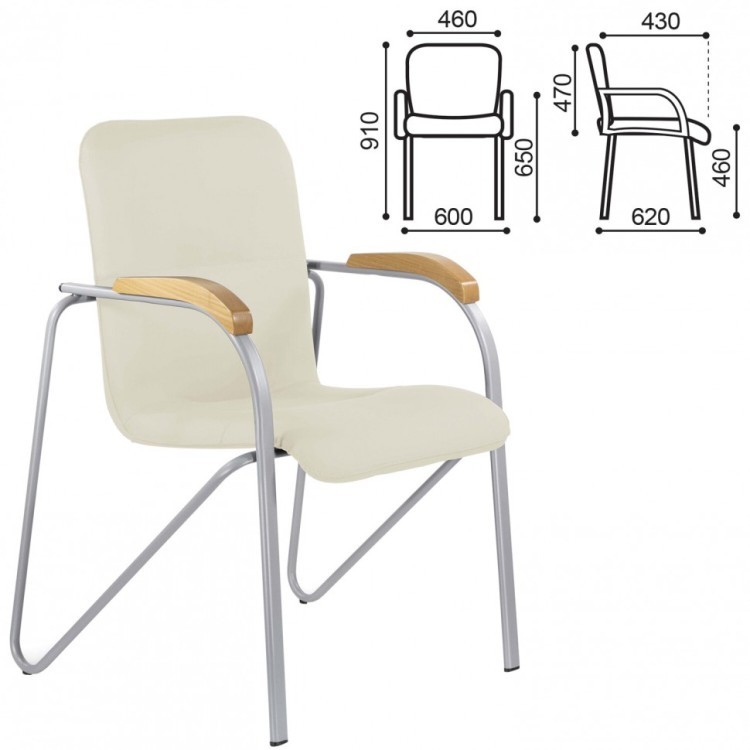 Кресло BRABIX Samba CF-104 серый каркас накладки бук кожзам бежевый собрано 532760 (1) (94655)