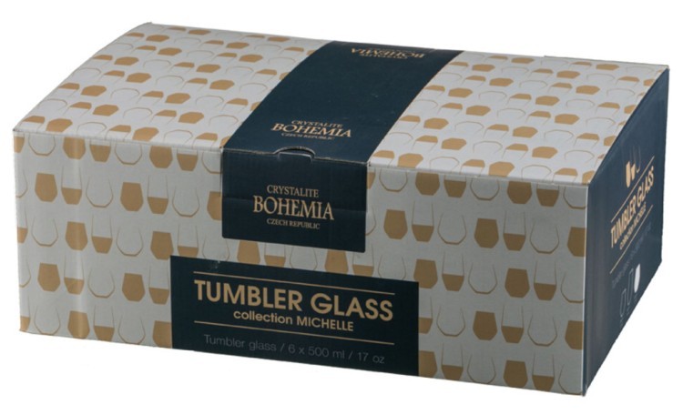 Набор стаканов для виски из 6 шт. "квадро декорейшн 72т76" 340 мл высота=10 см Crystal Bohemia (669-033)
