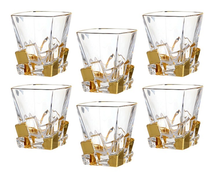 Набор стаканов для виски из 6 шт."крэк голд" 250 мл. высота=10 см. Bohemia Jihlava (663-078) 
