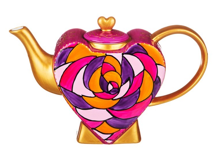 Чайник "сердце пурпурная роза" 850 мл ручная роспись (кор=16шт.) Lefard (151-071)