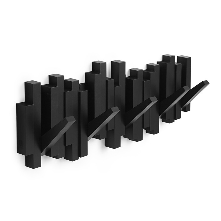 Вешалка настенная sticks, 49,3 см, черная, 5 крючков (39096)