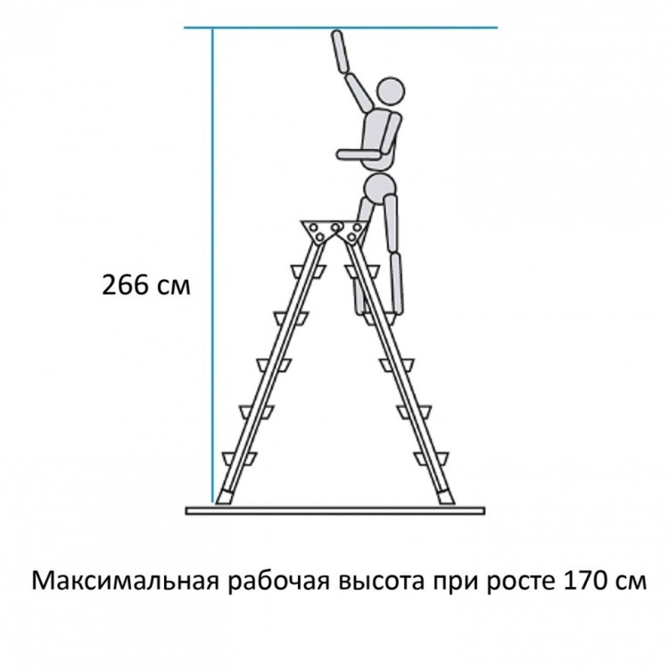 Стремянка стальная двухсторонняя 2х3 ступени до 150кг вес 4,2кг НОВАЯ ВЫСОТА 609087 (1) (95786)