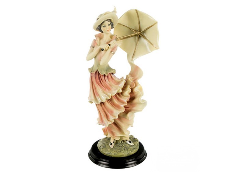 Статуэтка "дама с зонтиком" 10*12 см высота=28 см.(кор-12шт) Lefard (50-189)
