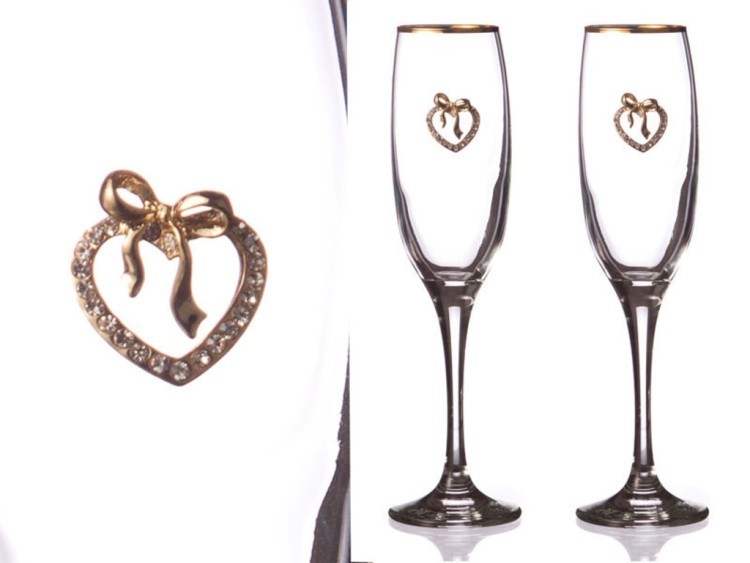 Набор бокалов для шампанского из 2 шт. с золотой каймой 170 мл. Посуда ООО (802-510-10)