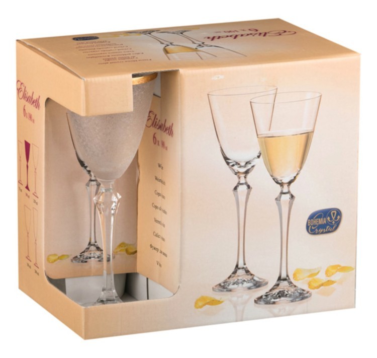 Набор бокалов для вина из 6 шт. "frozen" 190 мл.высота=21 см. Crystalex Cz (674-373) 