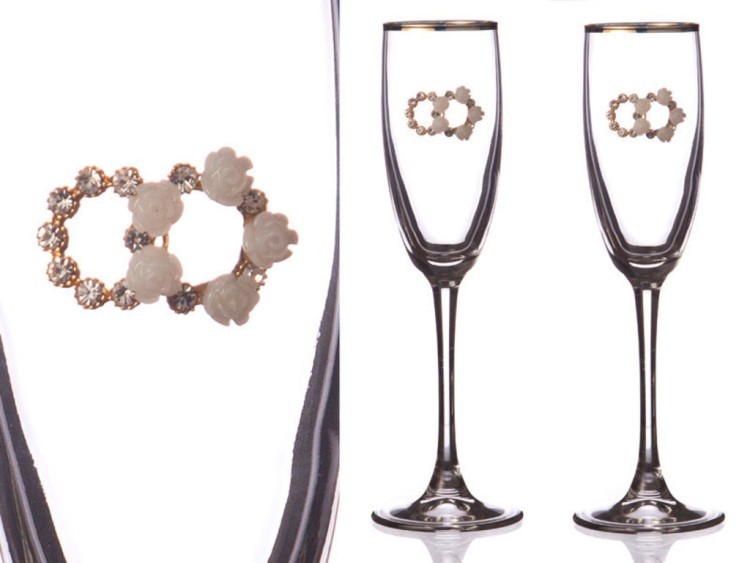Набор бокалов для шампанского из 2 шт. с золотой каймой 170 мл. Оптпромторг ООО (802-510113)