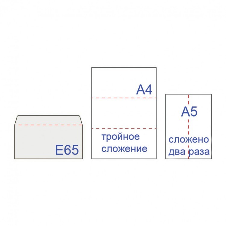 Конверты Е65 (110х220 мм) клей "Куда-Кому" 80 г/м2 к-т 1000 шт. 124391 (1) (89406)
