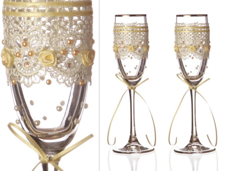 Набор бокалов для шампанского из 2 шт. с серебрянной каймой 170 мл. (802-651026) 