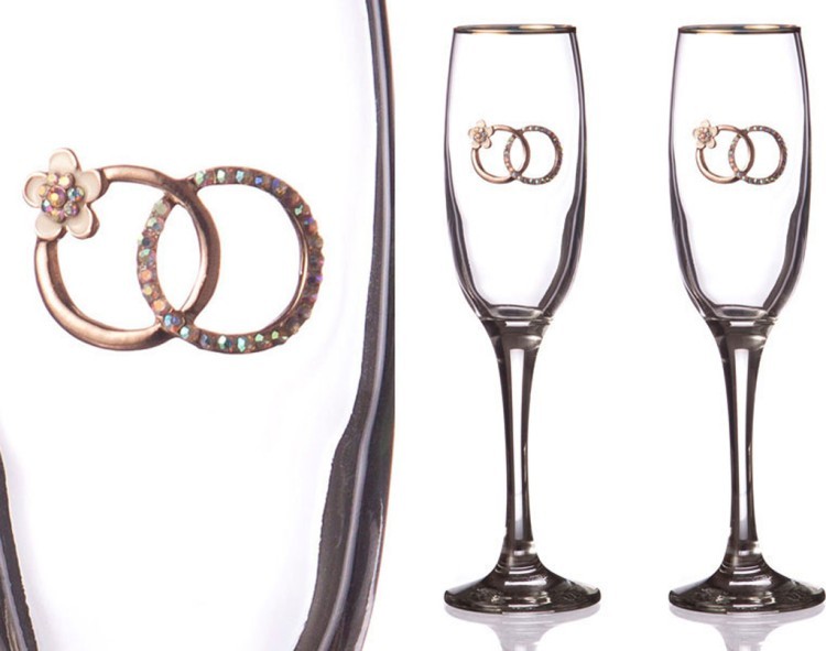 Набор бокалов для шампанского из 2 шт. с золотой каймой 170 мл. Оптпромторг ООО (802-510670)