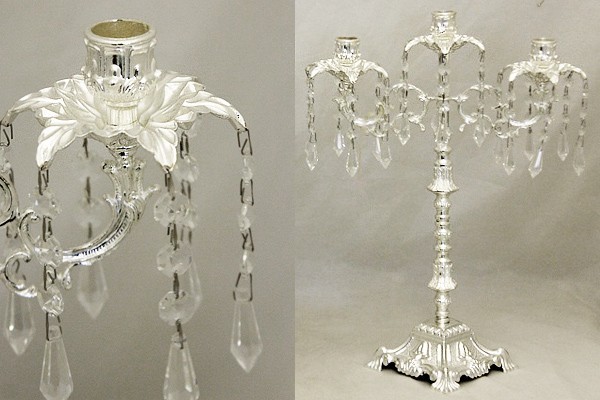 Подсвечник для 3-х свечей 42,5 см Палаццо серебро Franco ( FR-1893_3-S-AL )