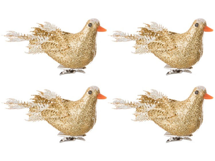 Декоративное изделие:набор птичек из 4 шт. высота=9 см цвет: золото (кор=96 наб.) Lefard (858-086)