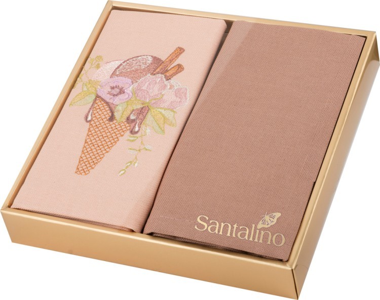 Комплект салфеток 40*40см из 2шт"мороженое" х/б 100%, какао/пудра SANTALINO (850-453-18)