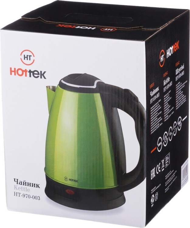 Чайник электрический из нерж.стали hottek ht-970-003 1,8л, 1800 вт зеленый (кор=12шт.) HOTTEK (970-003)