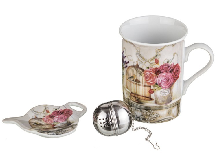 Чайный набор 3 пр.:кружка 300 мл.,подставка для чайн.пакетиков,ситечко для чая под.упак Porcelain Manufacturing (270-209) 