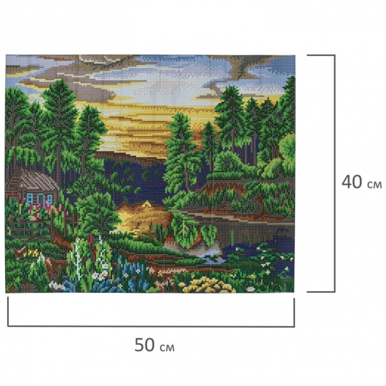 Алмазная мозаика 40х50 см Остров Сокровищ Домик в лесу без подрамника 662417 (1) (89039)