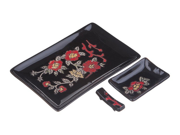 Набор для суши 3 предмета: блюдо, соусник, подставка для палочек Hebei Grinding (31-220) 
