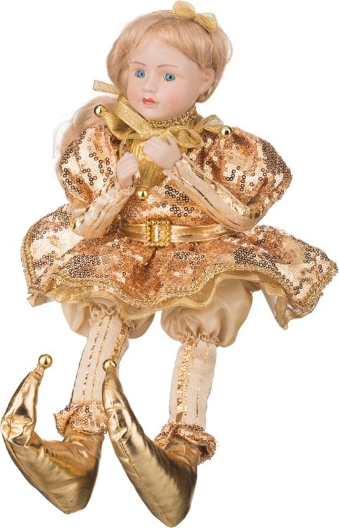Декоративное украшение музыкальное "девочка в золотом платье" высота=41 см.(кор=24шт.) Lefard (856-006)