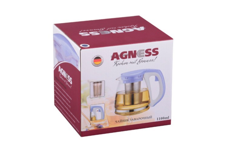 Чайник заварочный agness  с фильтром 1100 мл. Agness (884-008)