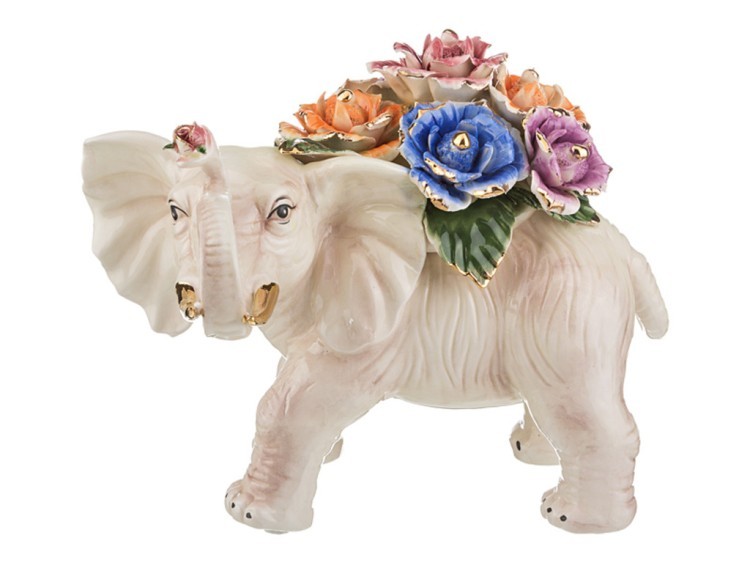 Статуэтка "слон с цветами" высота=26 см. (кор=1шт.) Lefard (92-055)