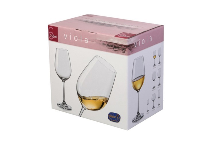 Набор бокалов для вина из 6 шт."виола k0283" 250 мл, Crystalex Cz (674-153) 