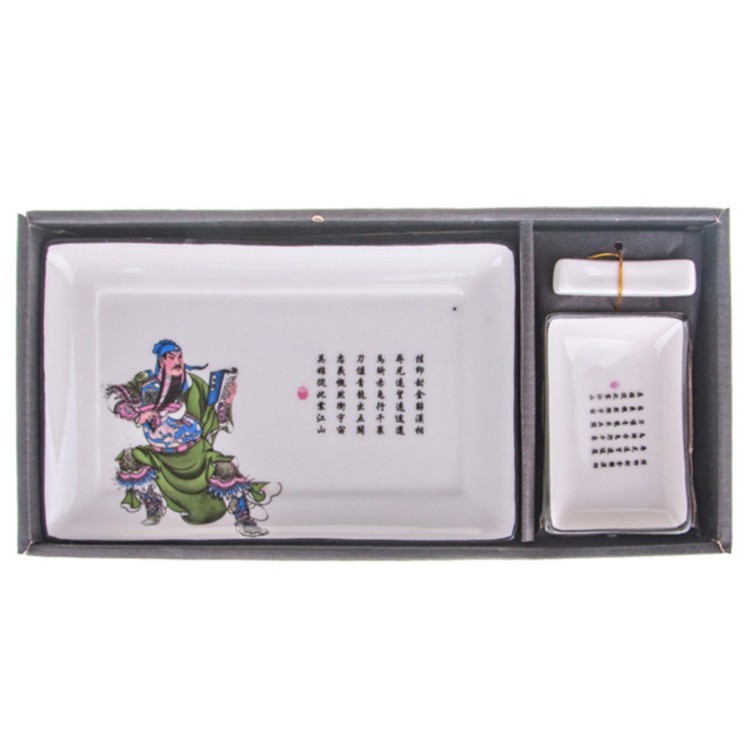 Набор для суши 3 предмета: блюдо, соусник, подставка для палочек Hebei Grinding (31-225) 
