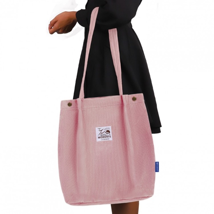 Сумка-шоппер BRAUBERG MOMENTS вельвет 35х30 см розовый 271907 (1) (93252)