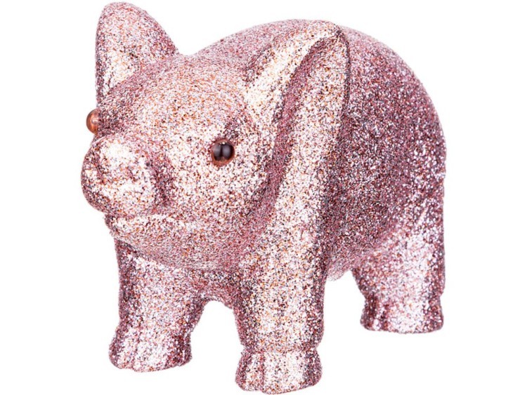 Фигурка декоративная "бронзовая свинка" 13*6 см с глиттером цвет:светлая бронза высота=8 см (мал-36 Polite Crafts&gifts (866-102) 