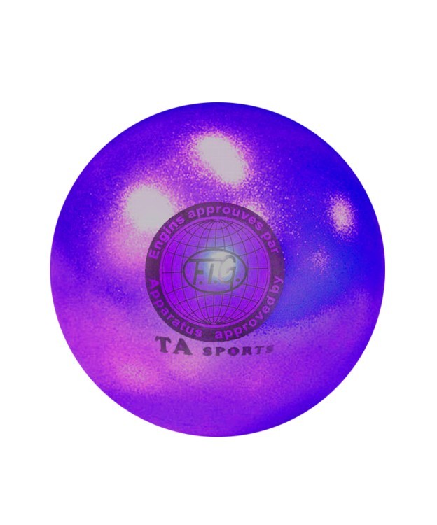 Мяч для художественной гимнастики T9, 19 см, 400 г, фиолетовый с блестками (4625)