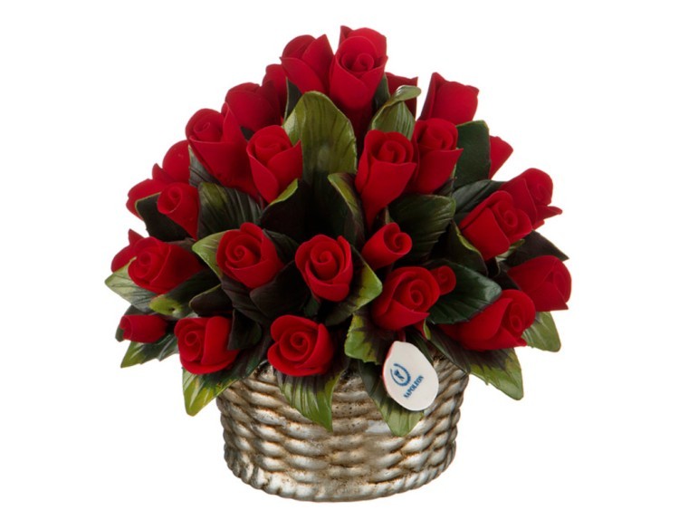 Изделие декоративное "корзинка с розами" диаметр=16 см высота=15 см NAPOLEON (303-118)