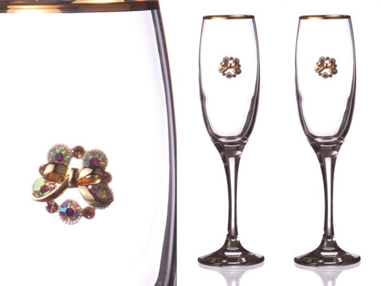 Набор бокалов для шампанского из 2 шт. с золотой каймой 170 мл. (802-510192) 