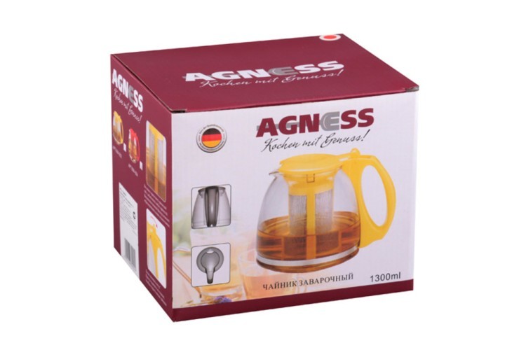Чайник заварочный agness с фильтром 1100 мл. Agness (884-005)