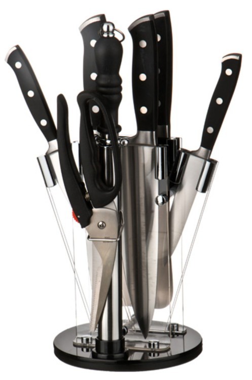 Набор ножей 8 пр. нерж.сталь, эргономичные кованные ручки на вращающейся подставке (кор=6набор.) Agness (911-503)