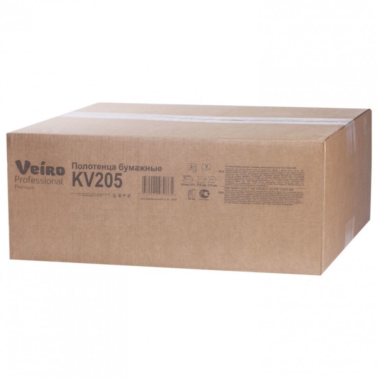 Полотенца бумажные 200 шт. Veiro Comfort 2-слойные белые комп. 20 пачек 21х21,6 129535 (1) (90777)